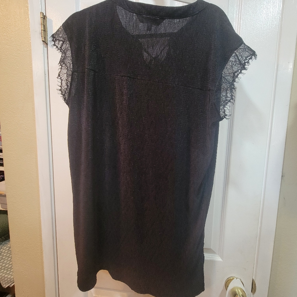 LuLaRoe Elegant Black Lace Sleeve Women's Top, Size L - Picture 4 of 5